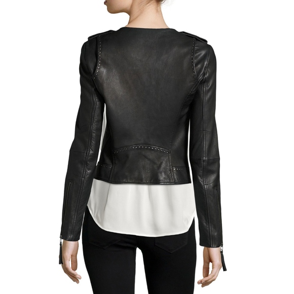 Joie | Black Studded Leather Moto Jacket - Picture 2 of 8